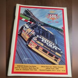 Vintage 1990 Miller Genuine Draft 500 Pocono Raceway NASCAR Race Program